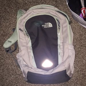 North face teal and gray backpack